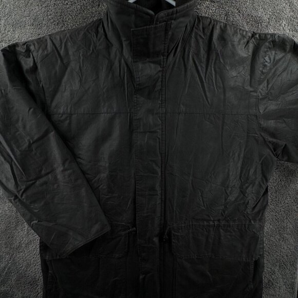 Barbour Waxed Jacket Men Outdoors Medium Black A1560 Full Zip Lined Winter - Picture 1 of 16